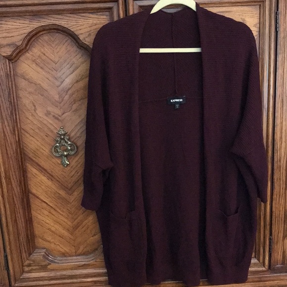 Burgundy EXPRESS Cardigan Sweater - Picture 2 of 13